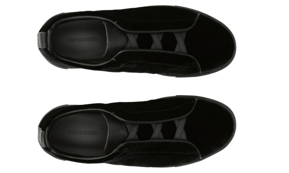ZEGNA Velvet Triple Stitch Sneakers "Black"