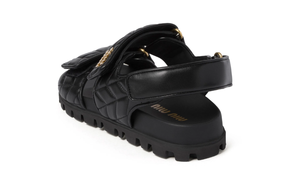 Miu Miu matelassé leather sandals "Black"