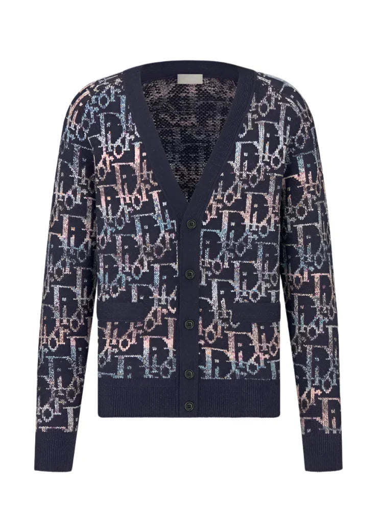 Dior Oblique Cardigan Blue Wool Jacquard