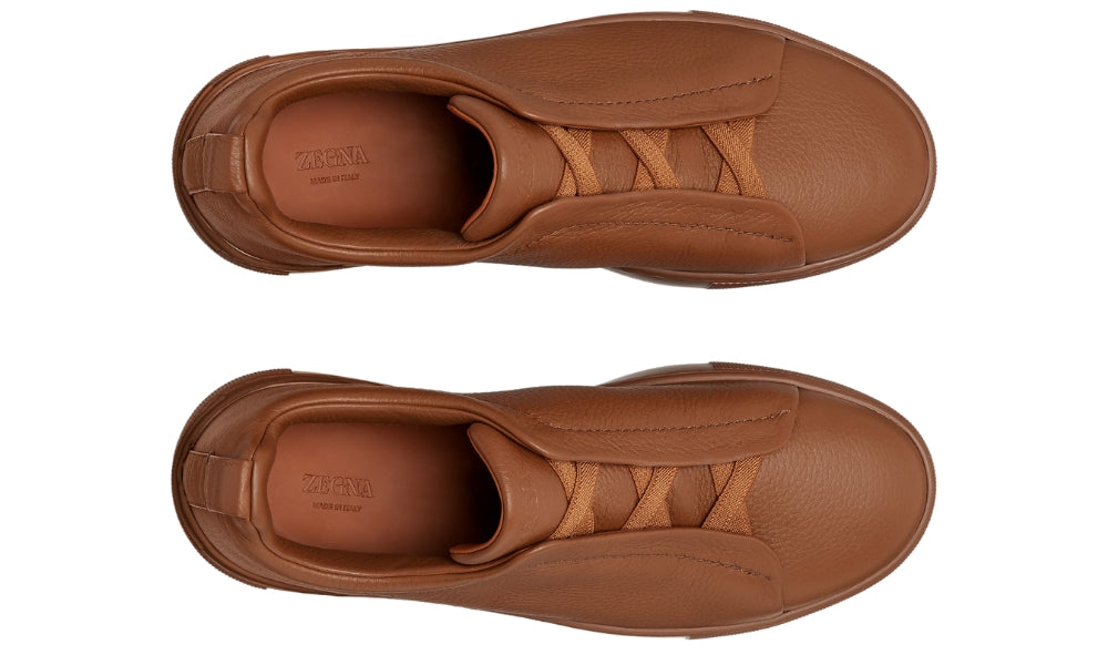 Zegna Triple Stich leather sneakers "Vicuna"