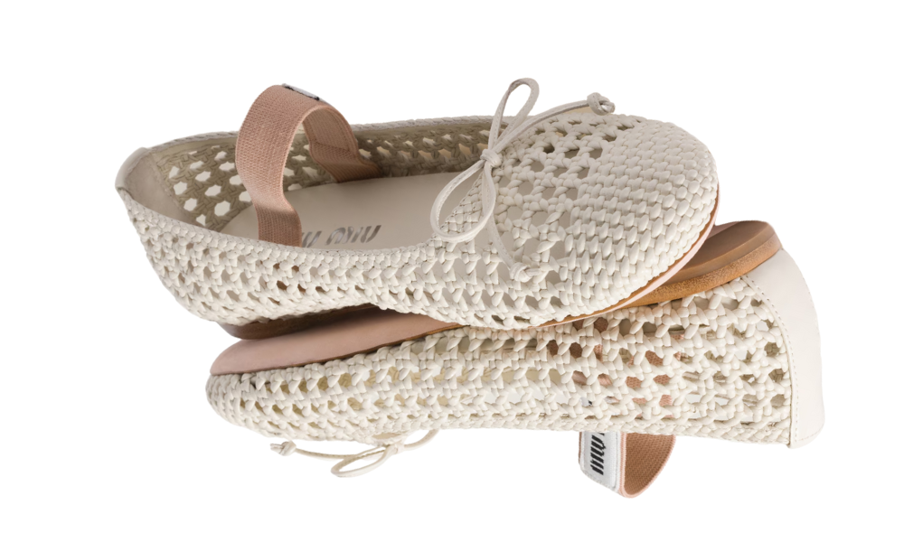 Miu Miu mesh-design ballet flats "Ivory"