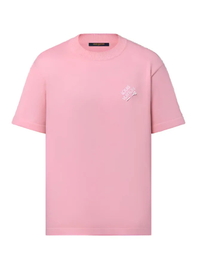 LV Embroidered Signature Short-Sleeved Cotton Crewneck Pink