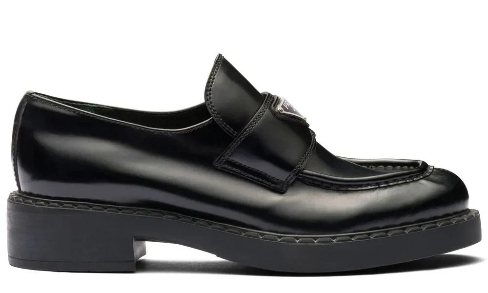 Prada Chocolate brushed leather loafers