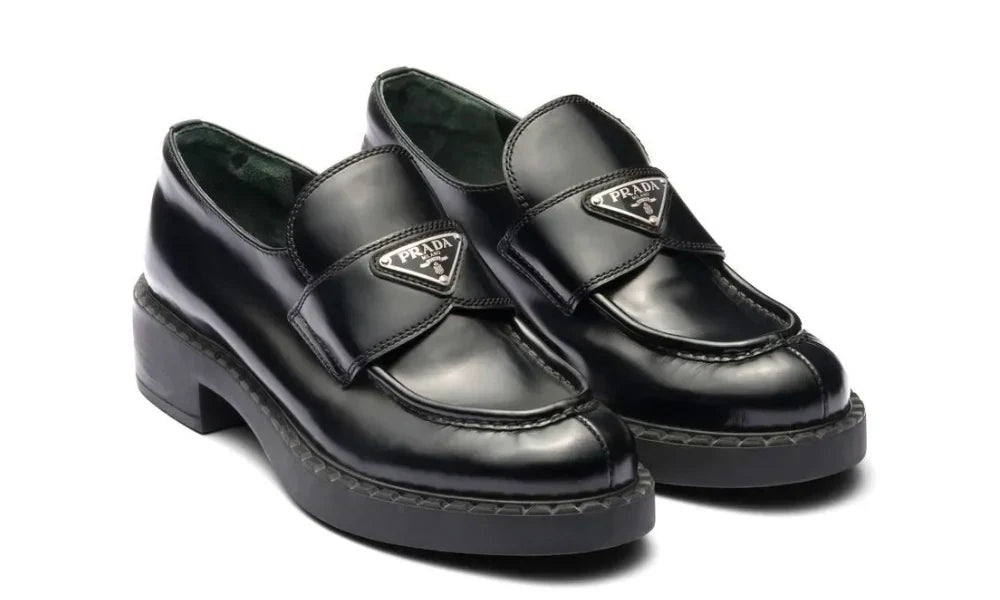 Prada Chocolate brushed leather loafers