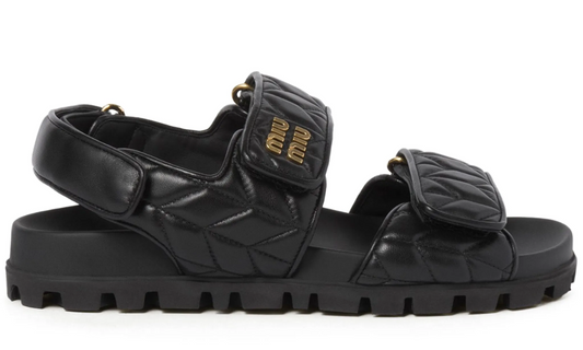 Miu Miu matelassé leather sandals "Black"