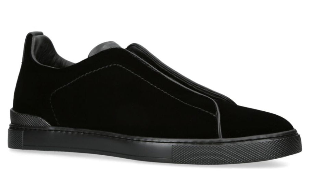ZEGNA  Velvet Triple Stitch Sneakers "Black"