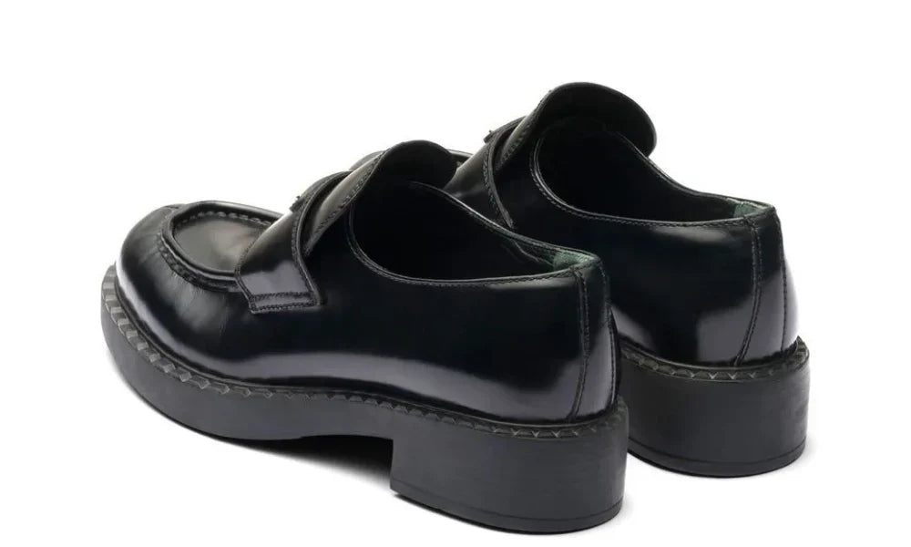 Prada Chocolate brushed leather loafers