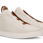 ZEGNA Off-White Deerskin Triple Stitch Sneakers