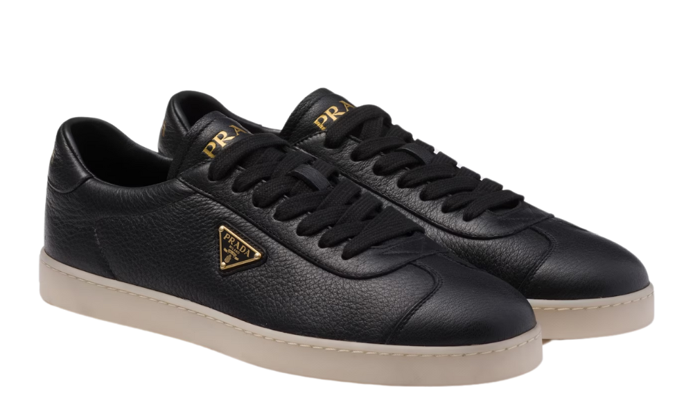 Prada Lane Leather Sneakers 'Black'