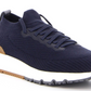 Brunello Cotton chiné knit runners "Bleu"