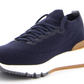 Brunello Cotton chiné knit runners "Bleu"