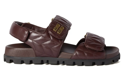 Miu Miu matelassé leather sandals "Brown"