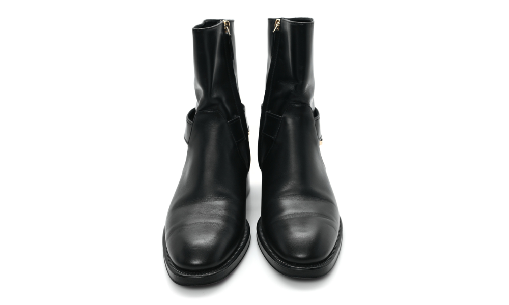 Chanel  Calfskin Chain Short Boots "Black"
