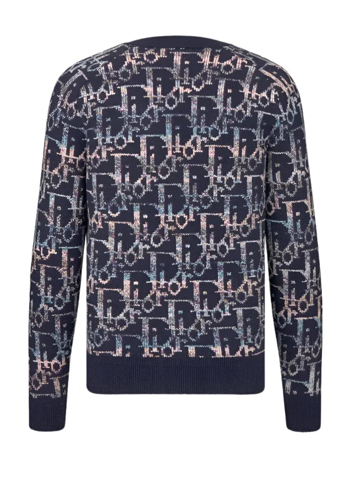 Dior Oblique Cardigan Blue Wool Jacquard