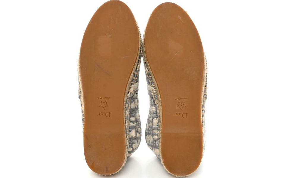 CHRISTIAN DIOR Oblique Embroidered Granville 15mm Espadrilles 37 Grey Stone