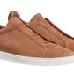 Zegna Triple Stich leather sneakers "Tobacco"