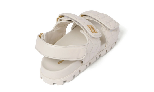 Miu Miu matelassé logo-plaque sandals "white"
