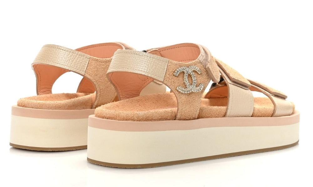 CHANEL Suede Calfskin Velcro "Beige"