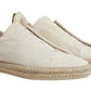 ZEGNA White Off Linen Blend Triple Stitch Espadrilles