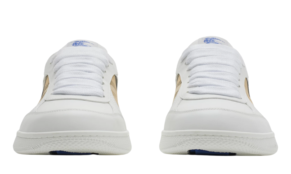 Burberry  Leather and Check Terrace Sneakers  "White Sand"