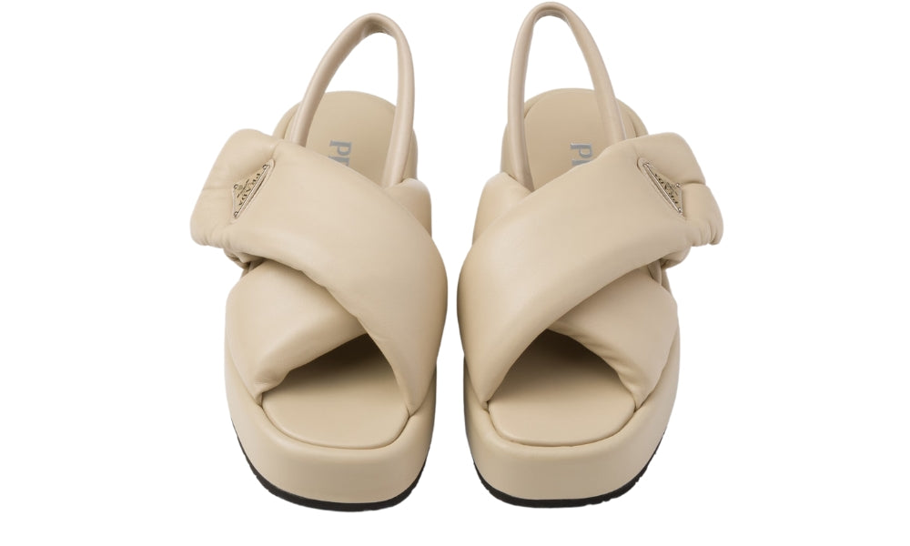 Prada triangle-logo padded sandals "Beige"