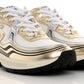 Chanel Fabric & Laminated White, Gold & Silver Low Top Sneakers