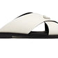 prada Saffiano leather crisscross sandals white