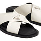 prada Saffiano leather crisscross sandals white