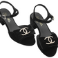 Chanel Sandals Velvet  Strass Metal "Black"