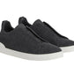 Zegna Triple Stitch Canvas Slip-On Sneakers "Black"