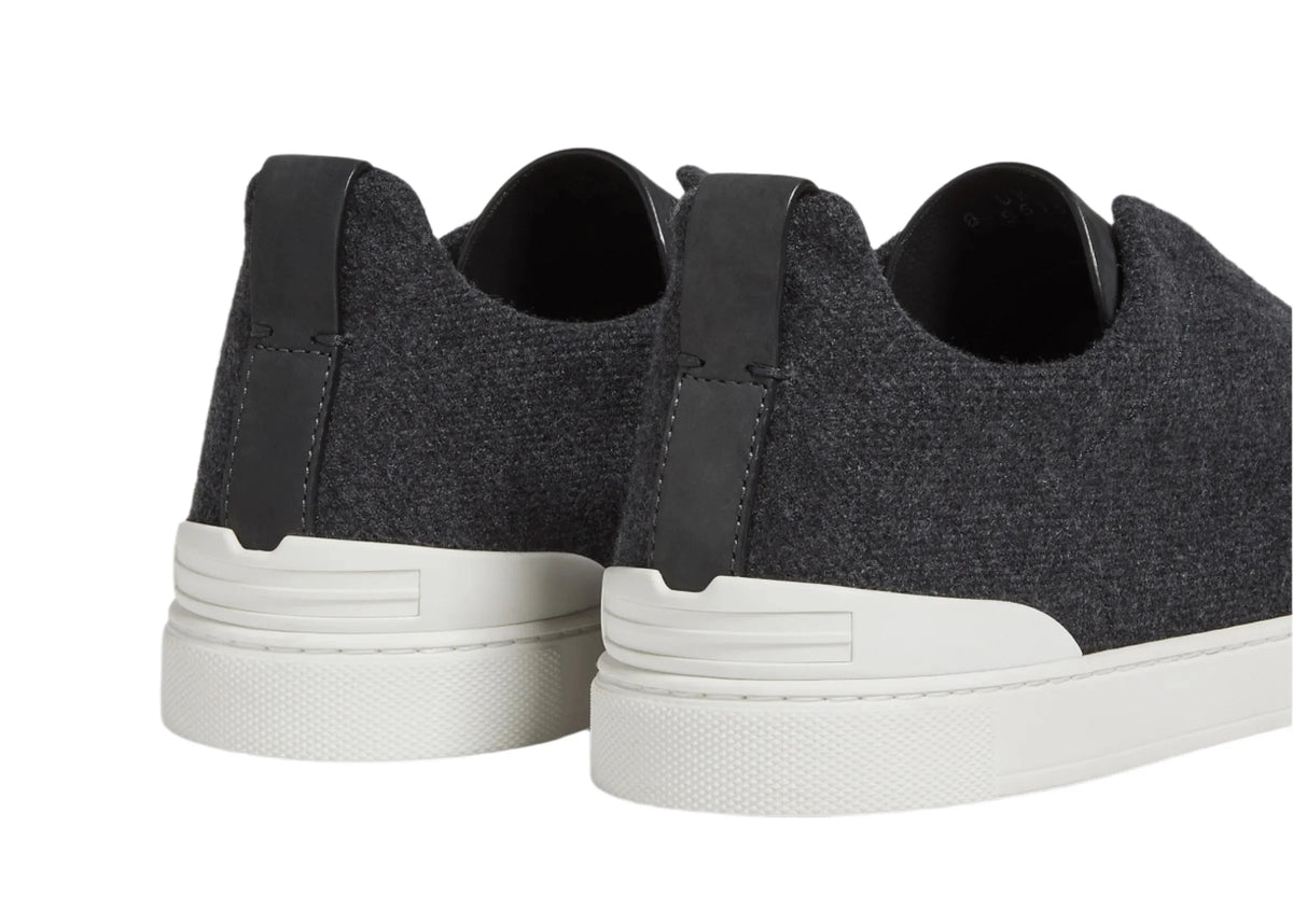 Zegna Triple Stitch Canvas Slip-On Sneakers "Black"
