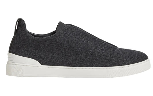 Zegna Triple Stitch Canvas Slip-On Sneakers "Black"