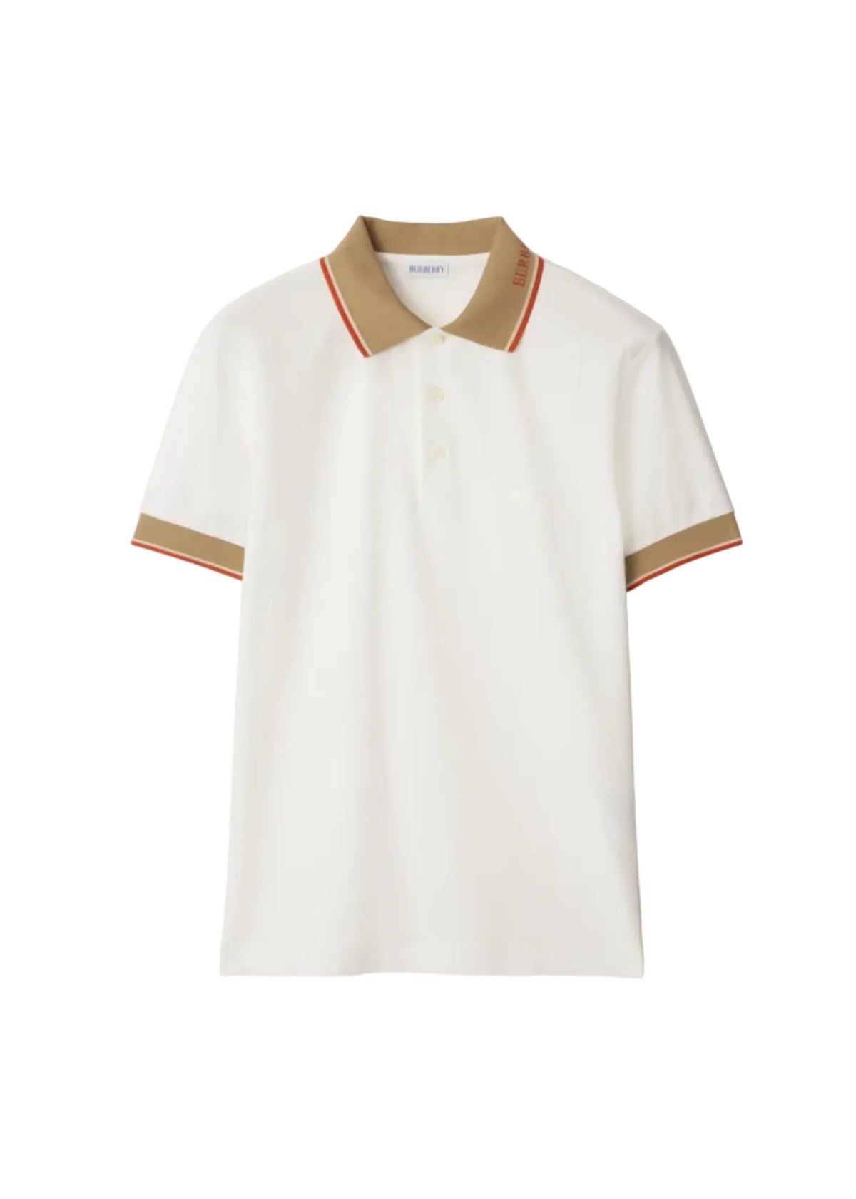 Burberry Logo Collar Cotton Polo Shirt "Chalk White"