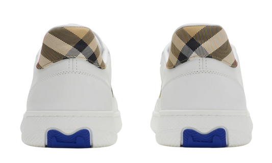 Burberry  Leather and Check Terrace Sneakers  "White Sand"