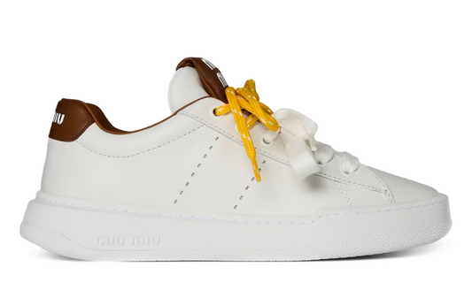 Miu Miu Leather sneakers "White / Cognac"