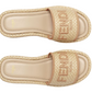 Fendi Sunshine Beige Raffia Flatform Slides