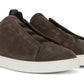 Zegna Brown Triple Stitch Sneakers - "Put Greyish Brown"