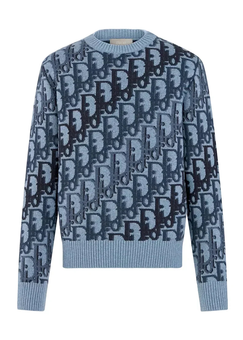 Dior Oblique Sweater "Blue Wool Jacquard"