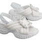 Roger Vivier Viv' Run Light Strass Buckle Sandals in Fabric 'White'