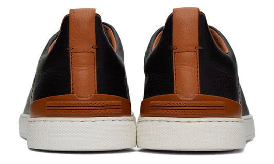 ZEGNA Black & Brown Deerskin Triple Stitch Sneakers