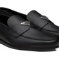 PRADA Plaque Loafer Black Saffino Leather