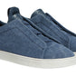 Zegna Blue Canvas Triple Stitch™ Sneakers