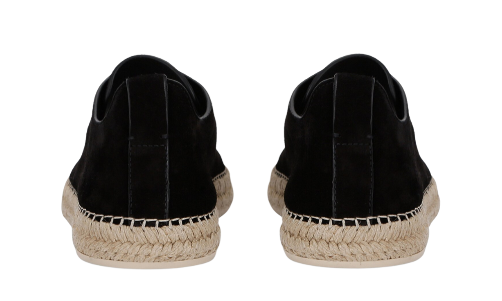 Zegna Suede Triple Stitch Espadrilles "Black"
