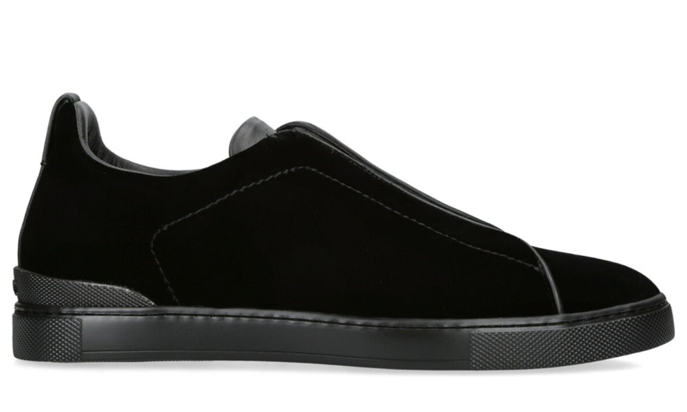ZEGNA  Velvet Triple Stitch Sneakers "Black"