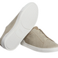 Zegna Light Beige Cotton Linen and Leather Triple Stitch Sneakers