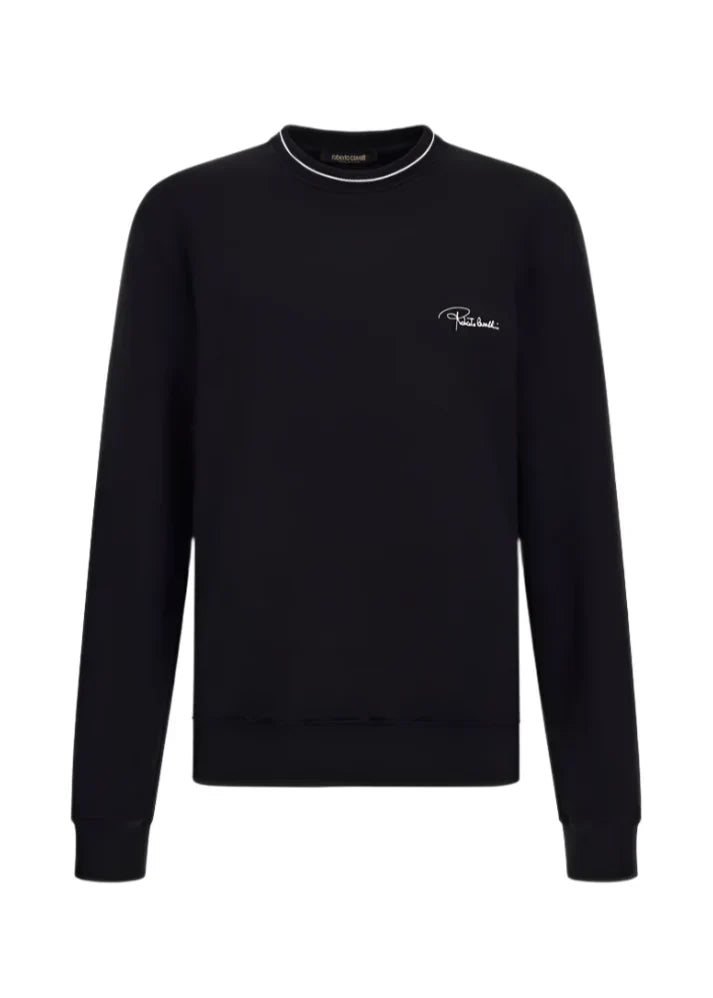 Roberto Cavalli ROSES REGULAR FIT CREWNECK - Sweatshirt - black