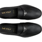 PRADA Plaque Loafer Black Saffino Leather