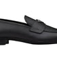 PRADA Plaque Loafer Black Saffino Leather
