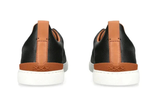 Ermenegildo Zegna Triple Stitch Black Deerskin Sneakers