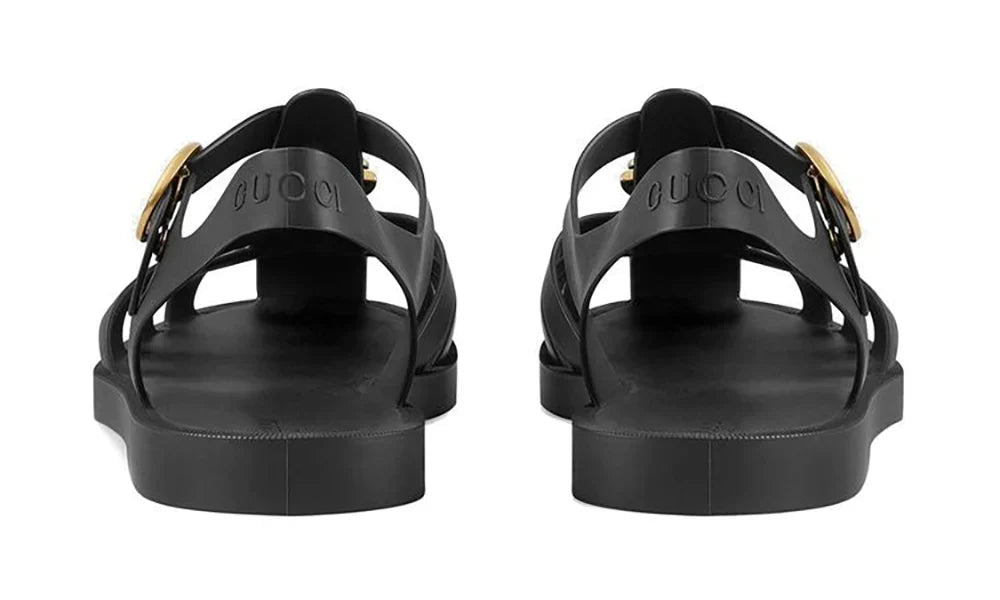 Gucci Rubber Buckle Strap Sandals - Black